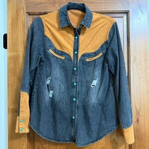 Denim and Tan Western Shirt